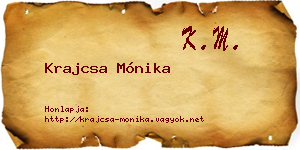 Krajcsa Mónika névjegykártya